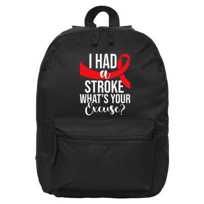 I Had A Stroke  Stroke Survivor Red Awareness Ribbon 16 in Basic Backpack