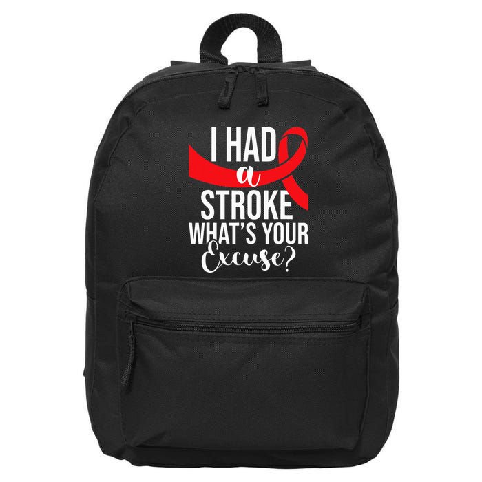 I Had A Stroke  Stroke Survivor Red Awareness Ribbon 16 in Basic Backpack