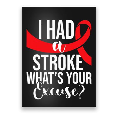 I Had A Stroke  Stroke Survivor Red Awareness Ribbon Poster