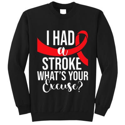 I Had A Stroke  Stroke Survivor Red Awareness Ribbon Tall Sweatshirt