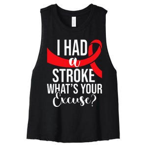 I Had A Stroke  Stroke Survivor Red Awareness Ribbon Women's Racerback Cropped Tank