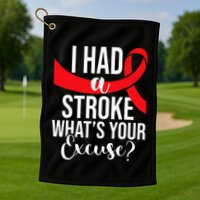 I Had A Stroke  Stroke Survivor Red Awareness Ribbon Golf Towel