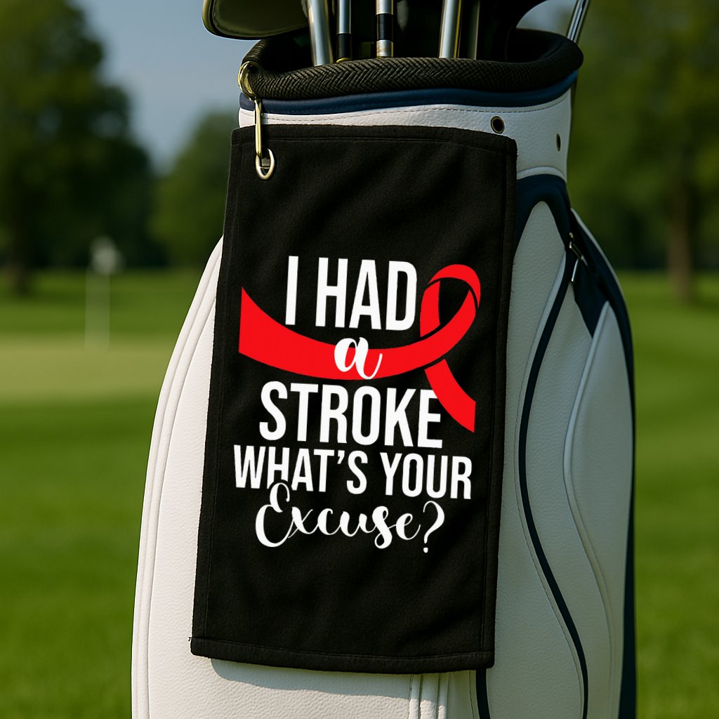 I Had A Stroke  Stroke Survivor Red Awareness Ribbon Golf Towel