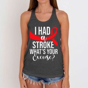 I Had A Stroke  Stroke Survivor Red Awareness Ribbon Women's Knotted Racerback Tank