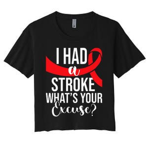 I Had A Stroke  Stroke Survivor Red Awareness Ribbon Women's Crop Top Tee