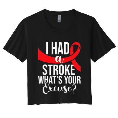 I Had A Stroke  Stroke Survivor Red Awareness Ribbon Crop Top
