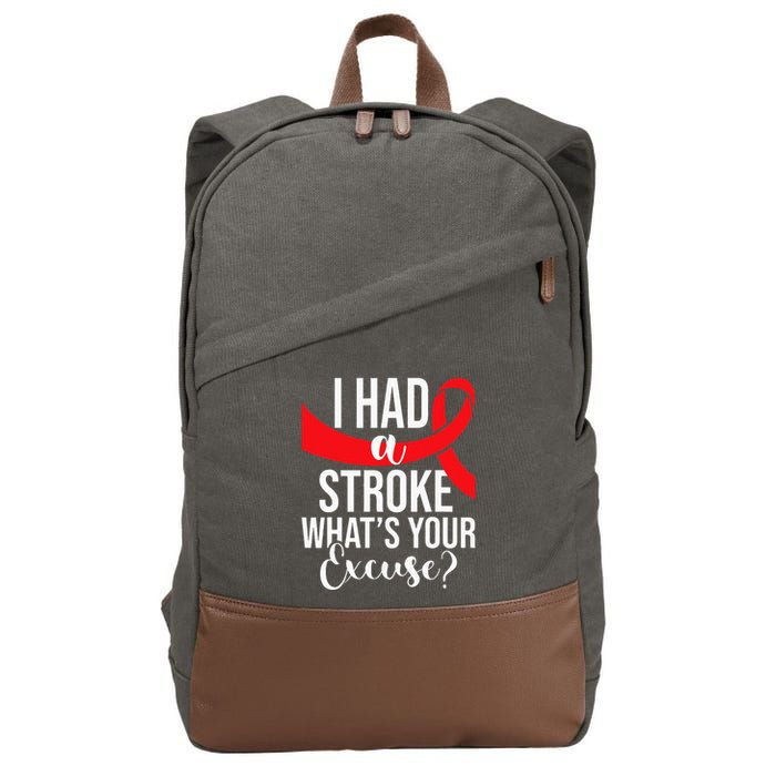 I Had A Stroke  Stroke Survivor Red Awareness Ribbon Cotton Canvas Backpack