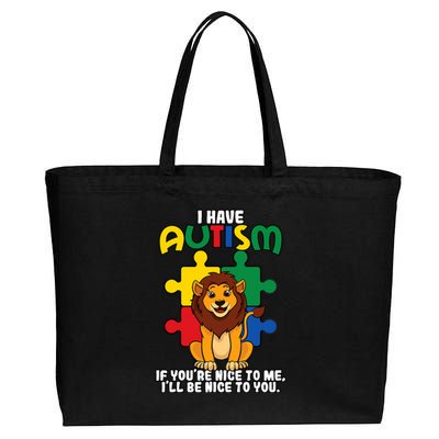 I Have Autism Puzzle Piece Lion Awareness Day Asperger Cute Gift Cotton Canvas Jumbo Tote