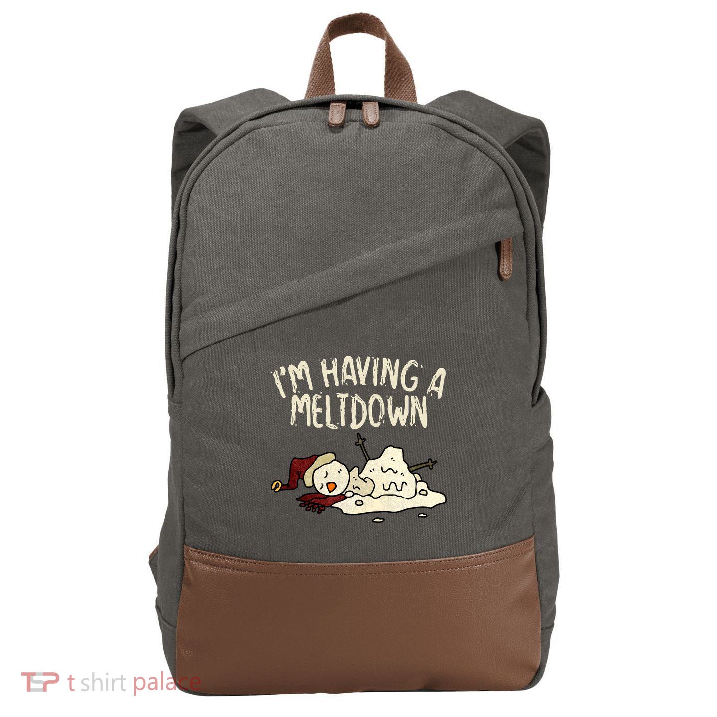 I'm Having A Meltdown Funny Snowman Cotton Canvas Backpack