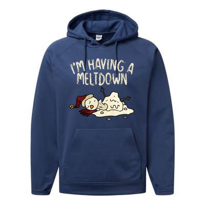 I'm Having A Meltdown Funny Snowman Performance Fleece Hoodie