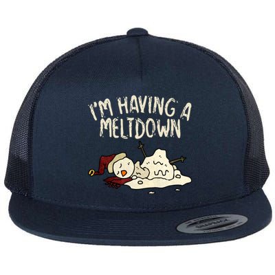 I'm Having A Meltdown Funny Snowman Flat Bill Trucker Hat