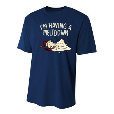 I'm Having A Meltdown Funny Snowman Youth Performance Sprint T-Shirt