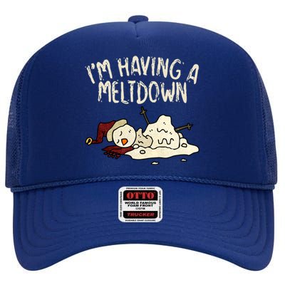 I'm Having A Meltdown Funny Snowman High Crown Mesh Back Trucker Hat