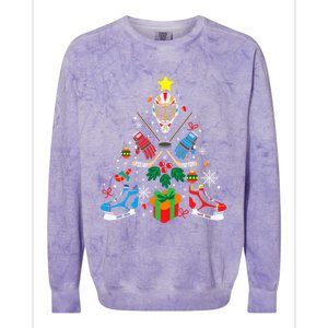 Ice Hockey And Hockey Christmas Trees Funny Gift Or Ice Hockey Cute Gift Colorblast Crewneck Sweatshirt