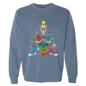 Ice Hockey And Hockey Christmas Trees Funny Gift Or Ice Hockey Cute Gift Garment-Dyed Sweatshirt