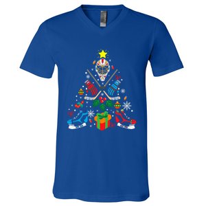 Ice Hockey And Hockey Christmas Trees Funny Gift Or Ice Hockey Cute Gift V-Neck T-Shirt