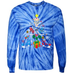 Ice Hockey And Hockey Christmas Trees Funny Gift Or Ice Hockey Cute Gift Tie-Dye Long Sleeve Shirt