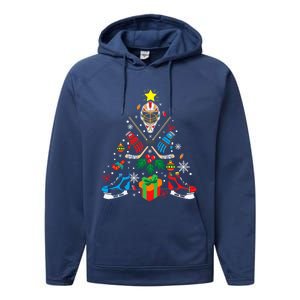 Ice Hockey And Hockey Christmas Trees Funny Gift Or Ice Hockey Cute Gift Performance Fleece Hoodie