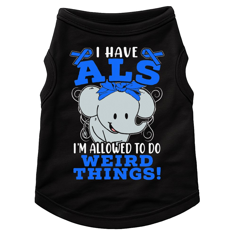 I Have ALS Awareness Ribbon Supporter Warrior Elephant Doggie Tank