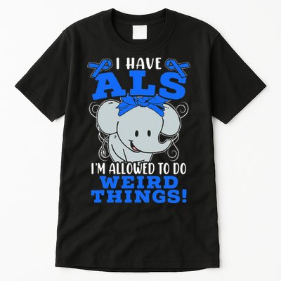 I Have ALS Awareness Ribbon Supporter Warrior Elephant Tall T-Shirt