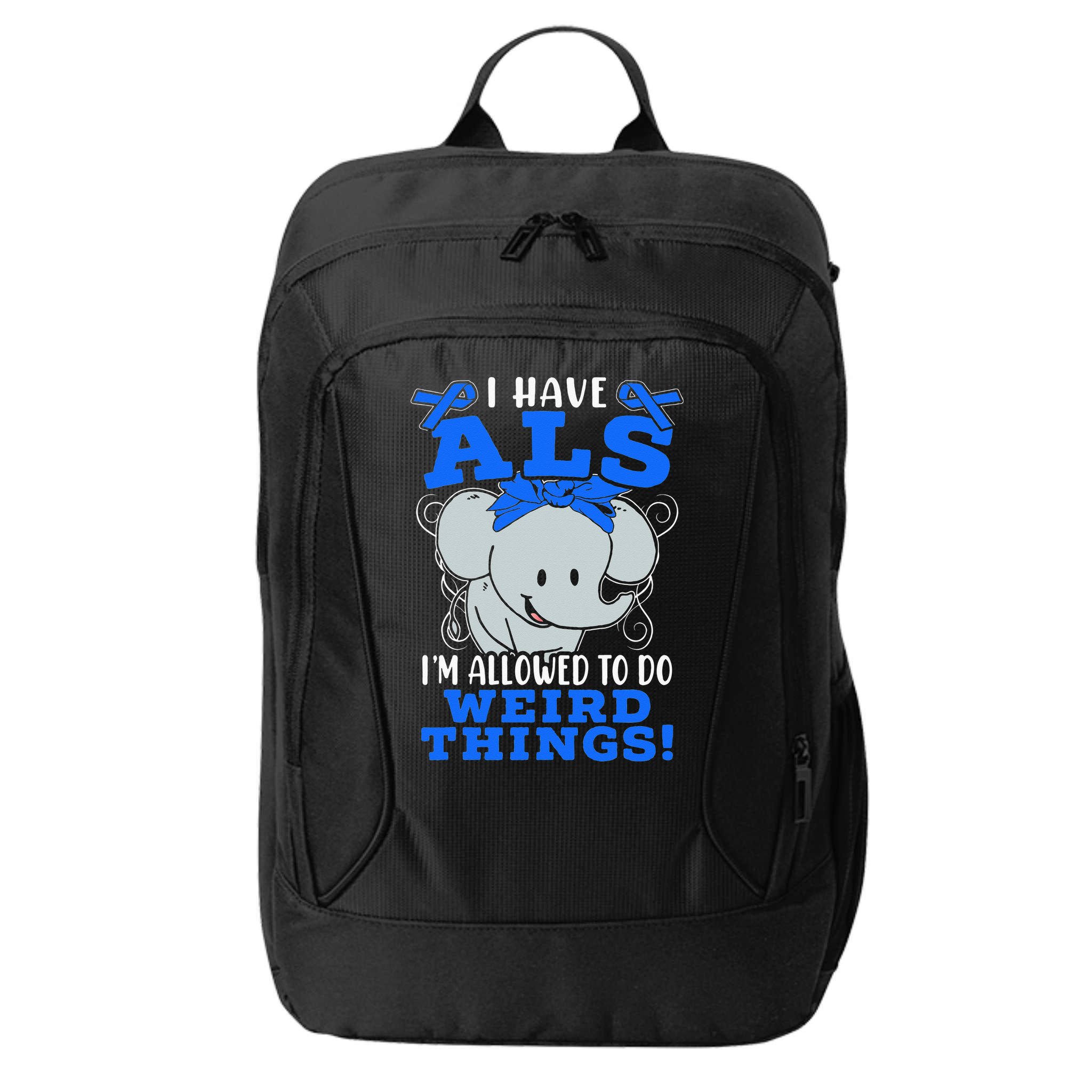 I Have ALS Awareness Ribbon Supporter Warrior Elephant City Backpack