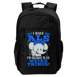 I Have ALS Awareness Ribbon Supporter Warrior Elephant Daily Commute Backpack