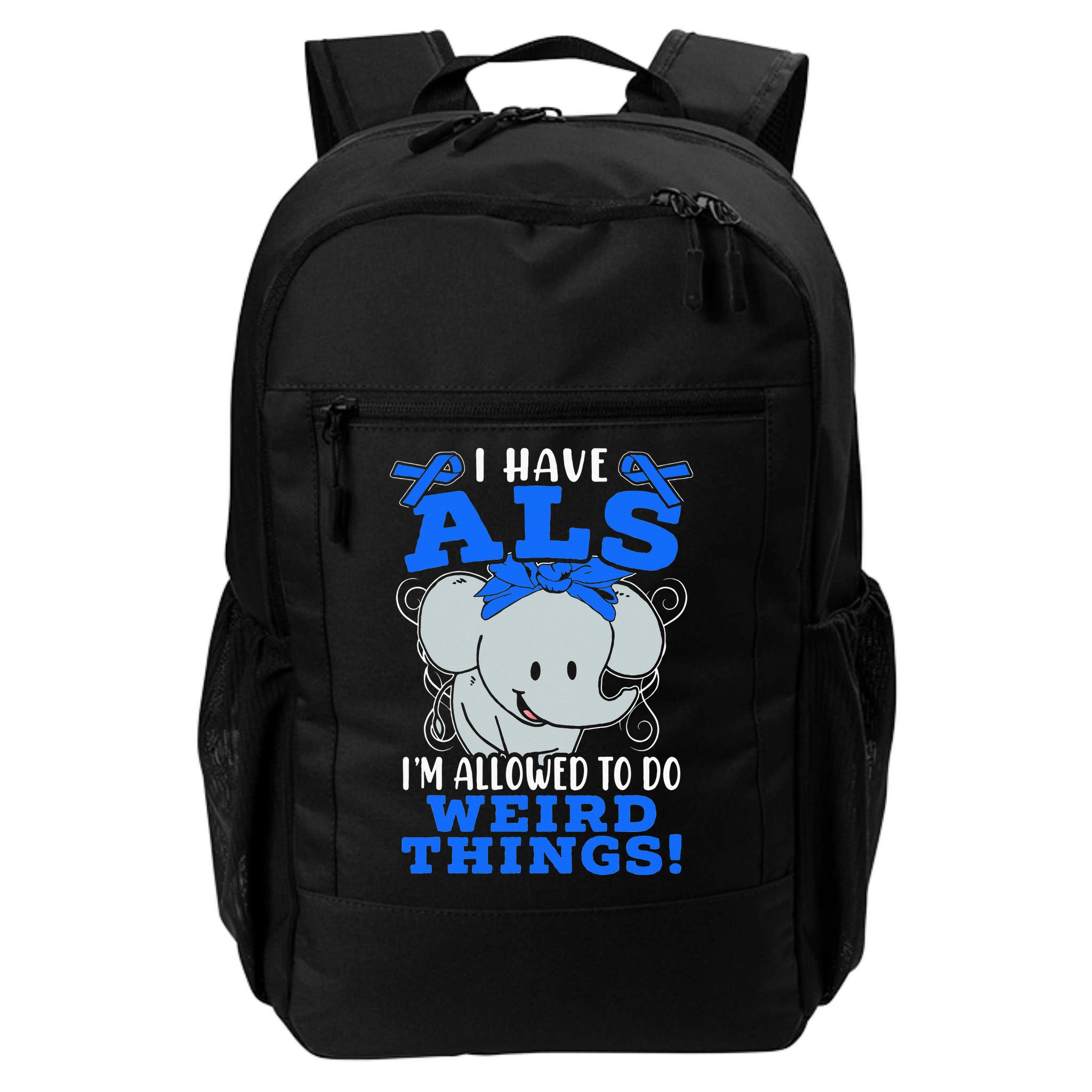 I Have ALS Awareness Ribbon Supporter Warrior Elephant Backpack