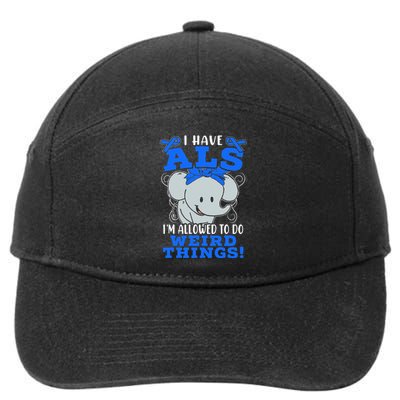 I Have ALS Awareness Ribbon Supporter Warrior Elephant 7-Panel Snapback Hat