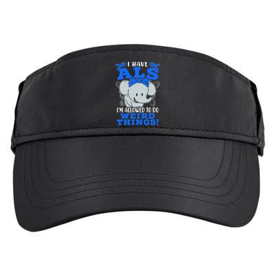 I Have ALS Awareness Ribbon Supporter Warrior Elephant Adult Drive Performance Visor