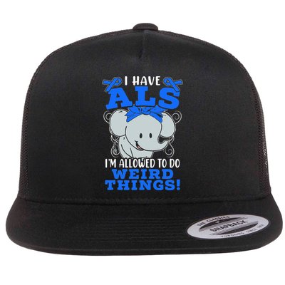 I Have ALS Awareness Ribbon Supporter Warrior Elephant Flatbill Hat