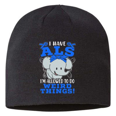 I Have ALS Awareness Ribbon Supporter Warrior Elephant Sustainable Beanie