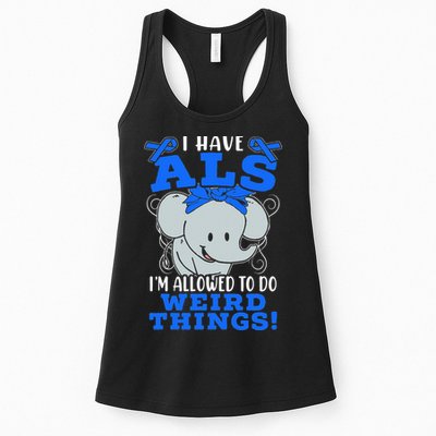 I Have ALS Awareness Ribbon Supporter Warrior Elephant Womens Tank Top