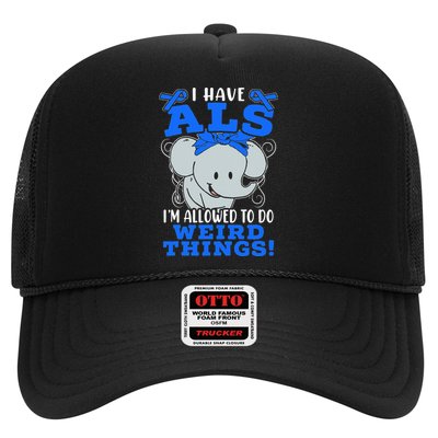 I Have ALS Awareness Ribbon Supporter Warrior Elephant Trucker Hat