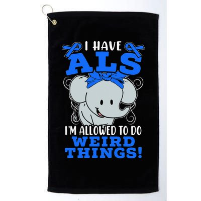 I Have ALS Awareness Ribbon Supporter Warrior Elephant Golf Towel