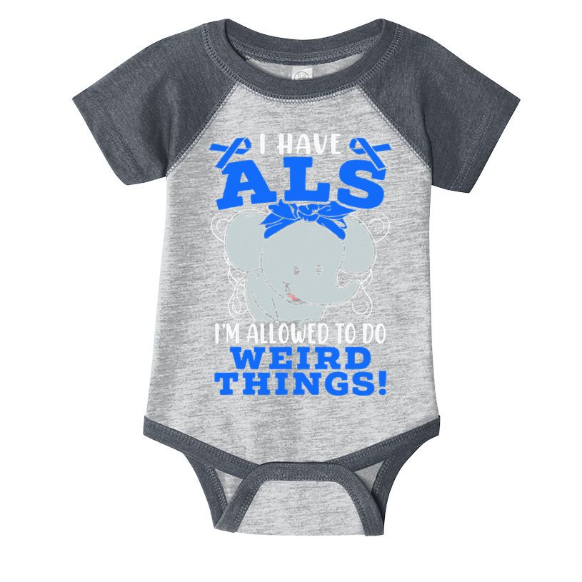 I Have ALS Awareness Ribbon Supporter Warrior Elephant Infant Baby Jersey Bodysuit