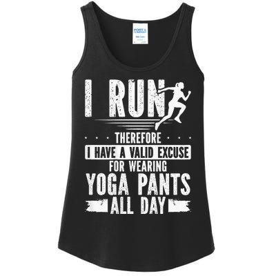 I Have A Valid Excuse For Wearing Yoga Pants Backprint Ladies Essential Tank