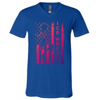 Ice Hockey America Flag I Ice Hockey Player Ice Hockey Flag Gift V-Neck T-Shirt