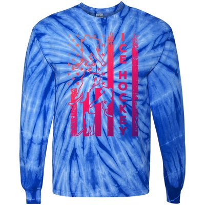 Ice Hockey America Flag I Ice Hockey Player Ice Hockey Flag Gift Tie-Dye Long Sleeve Shirt