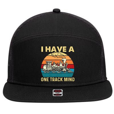 I Have A One Track Mind Trainspotter Model Train Railroad 7 Panel Mesh Trucker Snapback Hat