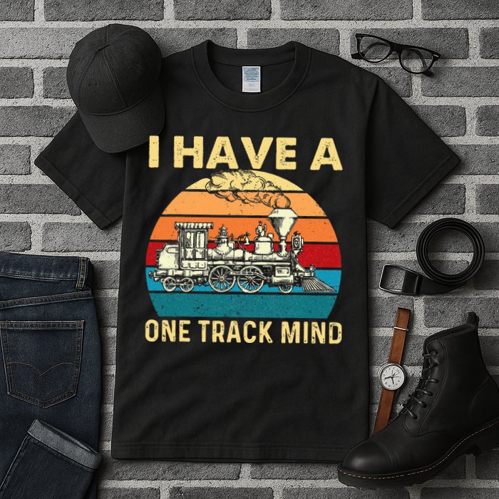 I Have A One Track Mind Trainspotter Model Train Railroad Tall T-Shirt