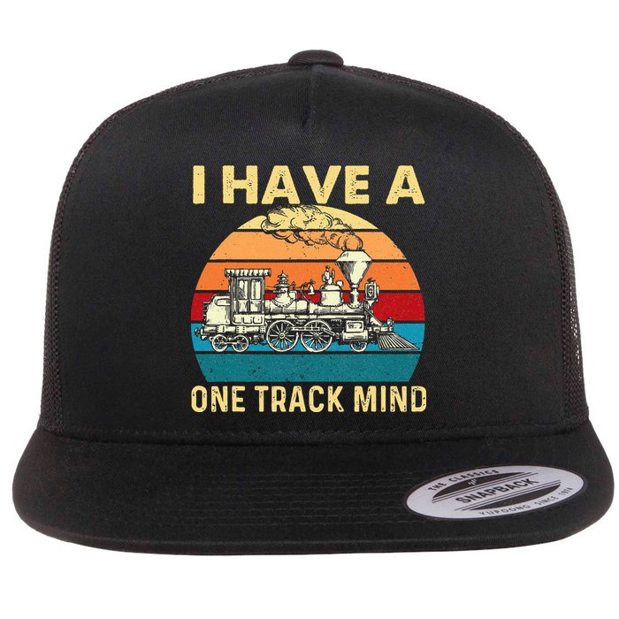 I Have A One Track Mind Trainspotter Model Train Railroad Flat Bill Trucker Hat