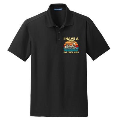 I Have A One Track Mind Trainspotter Model Train Railroad Dry Zone Grid Polo
