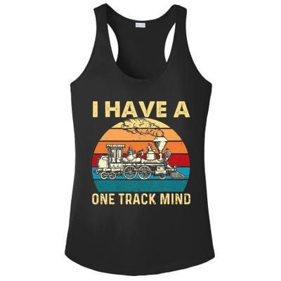 I Have A One Track Mind Trainspotter Model Train Railroad Ladies PosiCharge Competitor Racerback Tank