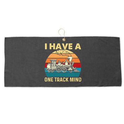 I Have A One Track Mind Trainspotter Model Train Railroad Large Microfiber Waffle Golf Towel