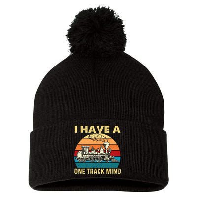 I Have A One Track Mind Trainspotter Model Train Railroad Pom Pom 12in Knit Beanie