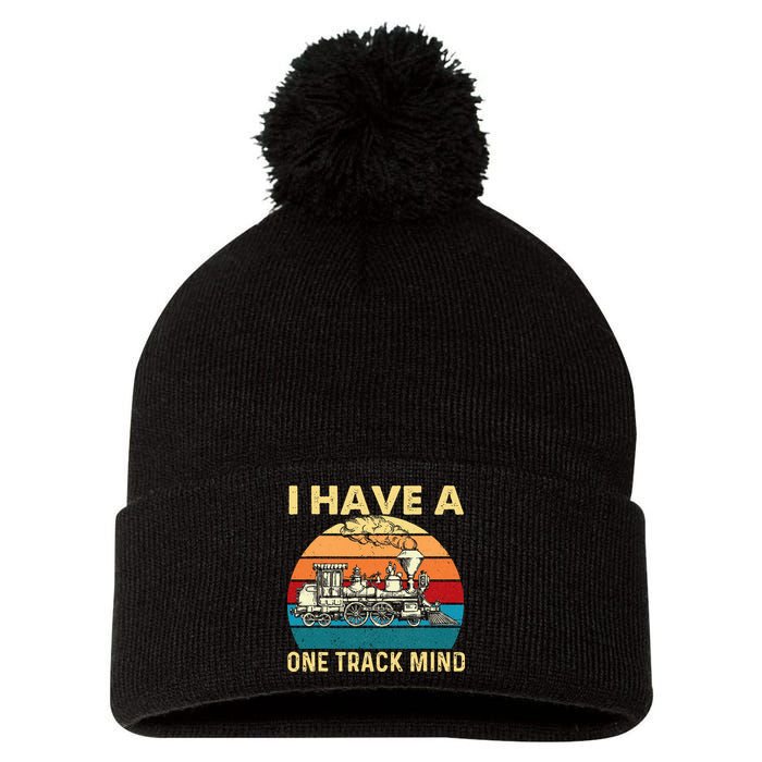 I Have A One Track Mind Trainspotter Model Train Railroad Pom Pom 12in Knit Beanie