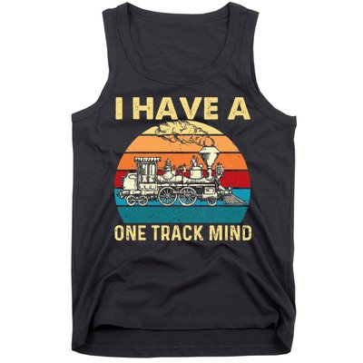 I Have A One Track Mind Trainspotter Model Train Railroad Tank Top