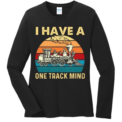 I Have A One Track Mind Trainspotter Model Train Railroad Ladies Long Sleeve Shirt