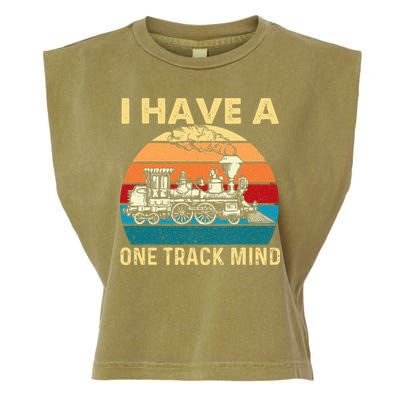 I Have A One Track Mind Trainspotter Model Train Railroad Garment-Dyed Women's Muscle Tee