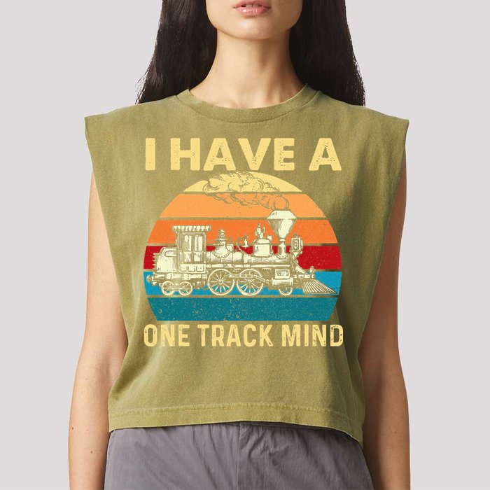 I Have A One Track Mind Trainspotter Model Train Railroad Garment-Dyed Women's Muscle Tee